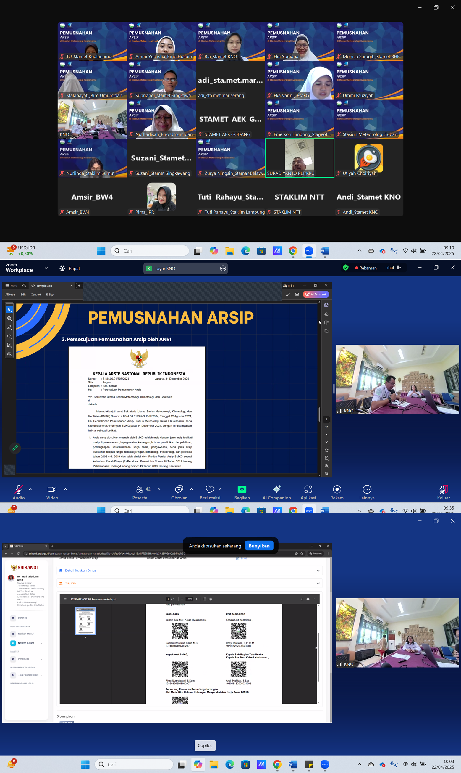 Keikutsertaan dalam Kegiatan Pemusnahan Arsip Tahun 2005-2017 pada Stasiun Meteorologi Kelas I Kualanamu