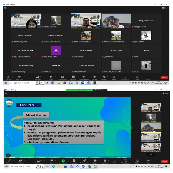 Rapat Pleno Awal Pengharmonisasian atas Rancangan Peraturan Badan Meteorologi, Klimatologi, dan Geofisika tentang Pedoman Penyusunan Produk Hukum di Lingkungan Badan Meteorologi, Klimatologi, dan Geofisika