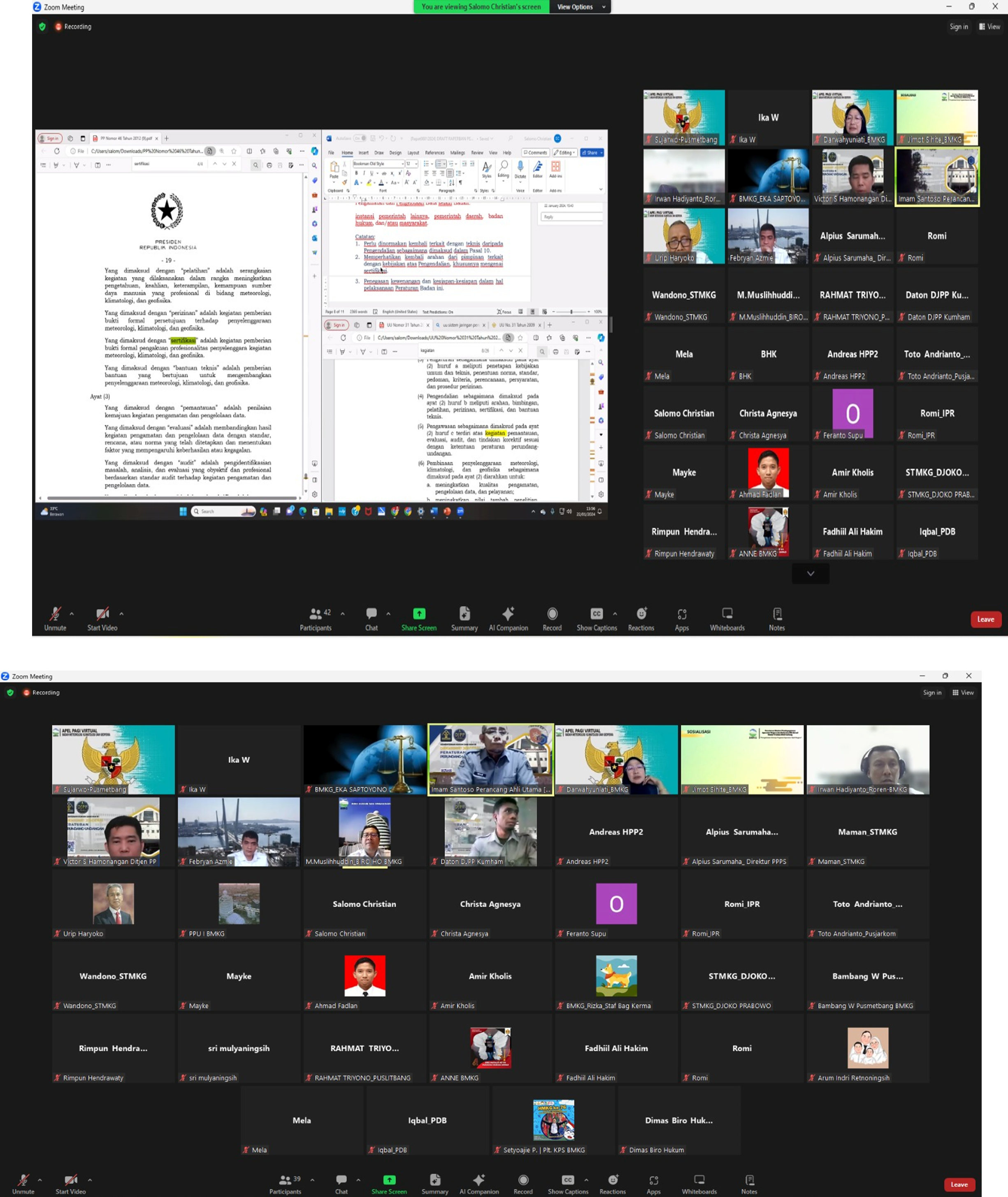 Rapat Pembahasan Harmonisasi Rancangan Peraturan BMKG tentang Pelaksanaan Pembinaan Penyelenggaraan Pengamatan dan Pengelolaan Data Meteorologi, Klimatologi, dan Geofisika