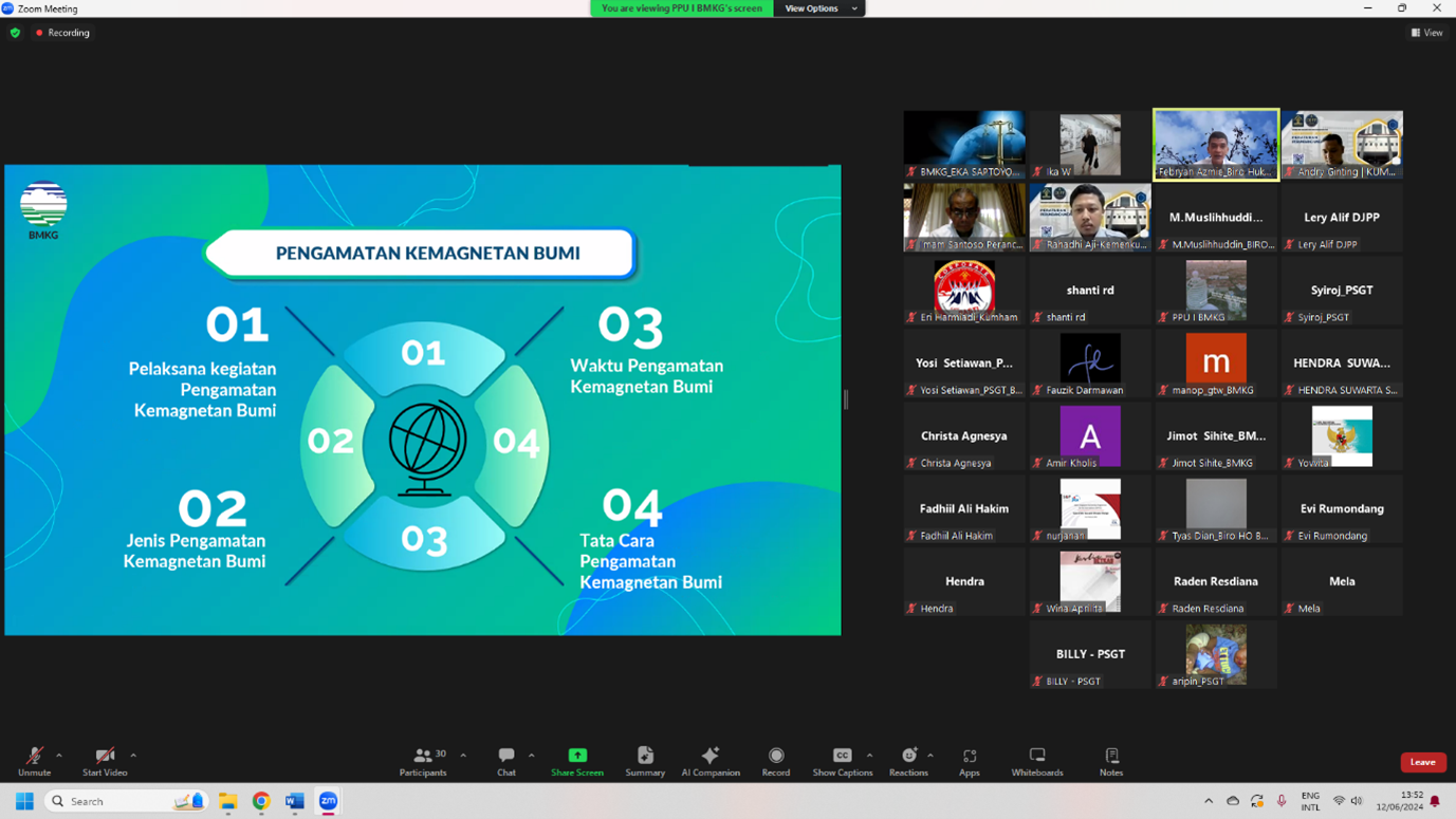 Rapat Pleno Pengharmonisasian atas Rancangan Peraturan Badan Meteorologi, Klimatologi, dan Geofisika tentang Pengamatan dan Pengelolaan Data Kemagnetan Bumi